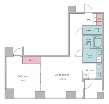 1LDK間取り図　レジディアタワー麻布十番