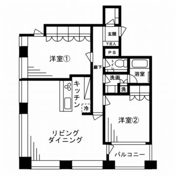 2LDKの間取り図　レジディアタワー麻布十番