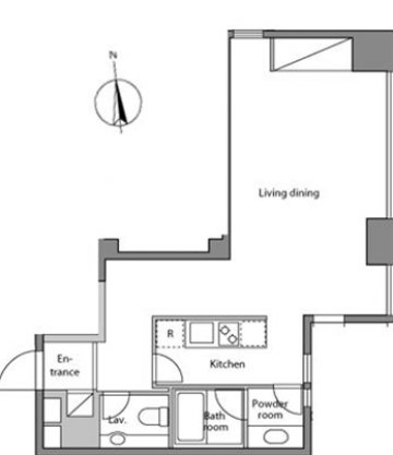 レジディアタワー麻布十番の1Kの間取り図