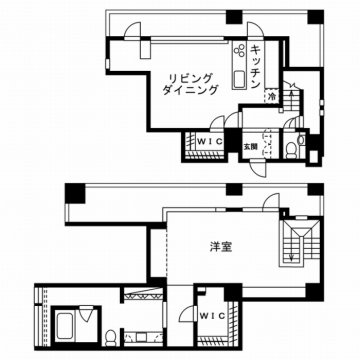 レジディアタワー麻布十番　1LDK間取り図