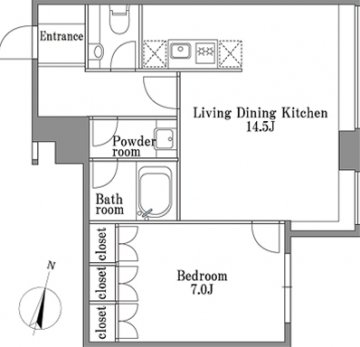 1LDK間取り図　レジディアタワー麻布十番