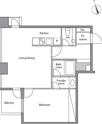 1LDK間取り図　レジディアタワー麻布十番